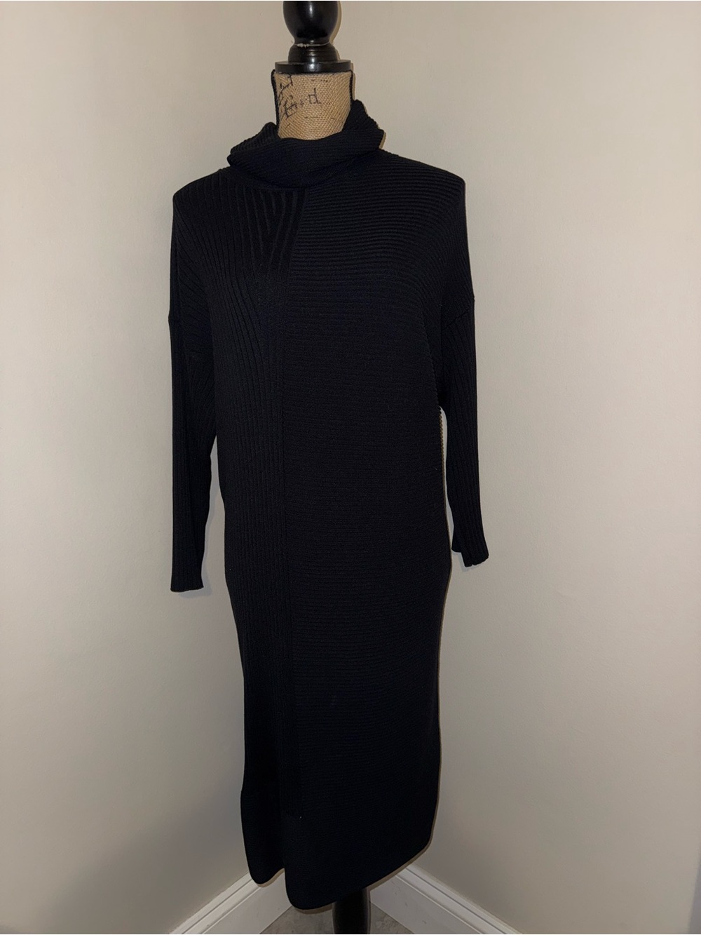PER SE NAVY TURTLENECK SWEATER DRESS
